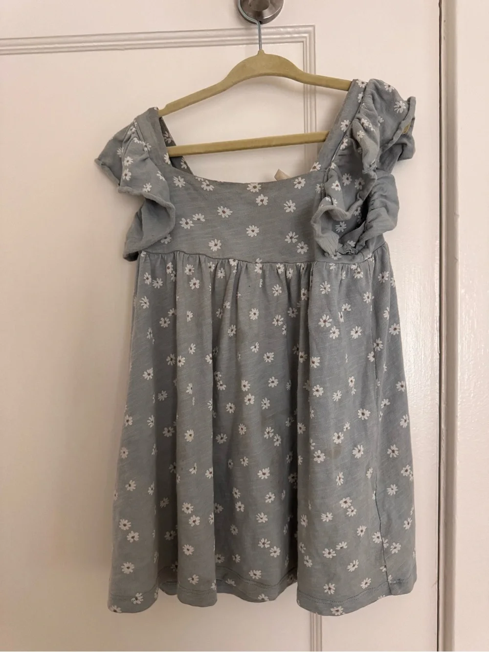 Rylee + Cru Girl's Blue Floral Ruffle-Sleeve Dress
